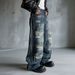 Men's Clothing Men's Vintage Ice Blue Washed Distressed Jeans – Oversized Straight Leg Denim Pants With Fake Rips (S-3XL, Low-Rise, No Stretch)_mkmklike.com