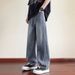 Spring New Jeans Men's Loose Micro-wide Straight Casual Pants Striped Velvet High Street Mud Yellow Trousers_mkmklike.com