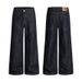 Men's American Vintage Baggy Cargo Pants Bamboo Texture Curved Hem Jeans with Asymmetric Design_mkmklike.com
