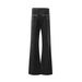 Men's Black Raw Hem Flared Jeans - Loose Fit Straight Leg Denim Pants With Embroidery, Clean Aesthetic_mkmklike.com