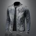 Loom 2024 Men's Denim European And American Casual Retro Large Size Stand Collar Zipper Cycling Motorcycle Jacket Trendy_mkmklike.com