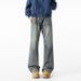 "Men's Smoky Gray Vintage Jeans – Oversized Wide-Leg Trousers (90s Streetwear, High-Waisted Drop-Crotch, Ultra-Drape Silhouette)"_mkmklike.com