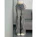 ELLE Narrow Bow Micro Flare Jeans For Women Spring 2025 New Vintage Hot Girl Slimming Tall Horse Hoof Pants_mkmklike.com