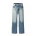 Men's Vintage Washed Blue Denim Work Pants – High Street Loose Fit, Distressed Straight-Leg (S-XXXL, Retro Streetwear, Spring Collection)_mkmklike.com