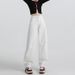White Straight-leg Jeans For Women, 2025 Autumn New Women's Fashion, High-waisted, Loose-fitting, Drapey, Floor-length,_mkmklike.com