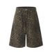 Men's Clothing Retro Straight Wide Leg Leopard Print Pants Men And Women Trendy High Street Loose Denim Shorts Summer Cropped Pants_mkmklike.com