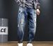 Large Size Men's Clothing Spring And Summer Broken Trendy Brand Jeans Men's 9 Points Plus Fat, Large Size Broken Nine Points Jeans Men's Thin_mkmklike.com