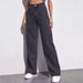 Slimming Black Washed Straight Leg Jeans Wide Leg Pants for Women European American Style Loose Fitting Height Enhancing_mkmklike.com