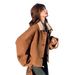 Unisex Double-Sided Vintage Jacket - Autumn/Winter Polo Collar Cropped Coat For Petite Women & Men, Polyester Blend, Café Brown_mkmklike.com