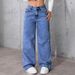 Slimming Black Washed Straight Leg Jeans Wide Leg Pants for Women European American Style Loose Fitting Height Enhancing_mkmklike.com