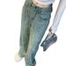 Women's Clothing High Waist Straight Leg Jeans Rhinestone Embellishments Skinny Fit Wide Leg Denim Pants Sparkly Stretch Comfort Casual Party Wear_mkmklike.com
