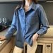 Retro Style Blue Denim Shirt For Petite Women, Spring And Autumn New Design, Niche Style Women's Coat_mkmklike.com