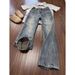 Men's Retro Lightning Bamboo Pattern Jeans Summer Thin Straight Leg mid Waist Cotton Cargo Pants Black Blue Wide Leg Vibe_mkmklike.com