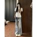 Vintage Light Blue Flared Jeans For Women – High-Waisted Wide-Leg Trousers With Retro Hem (S-5xl, Distressed Wash)_mkmklike.com