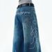 FHGFF American High Street Rose Embroidered Wide-leg Scimitar Jeans Men's And Women's Hip-hop Trendy Brand Loose Casual Pants_mkmklike.com