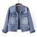 Women's Petite Short Denim Jacket Spring Style Versatile Slimming Waist Cinching Trendy Retro Top_mkmklike.com