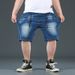 Large Size Men's Washed Extra Large Size Jeans Men's 5 Points Plus Fat Straight Pants Men's Fat Foreign Trade Jeans_mkmklike.com