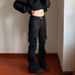 Unisex Retro Cargo Pants – Black Utility Workwear Jeans (Straight-Leg Bootcut, Multi-Pocket Design)_mkmklike.com