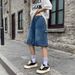Men's Summer Denim Shorts, Casual Straight Leg 5-Inch Shorts With Stretch, Comfortable Breathable Quick-Dry Fabric, Street Style_mkmklike.com