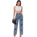 Vintage Floral Print Wide Leg Jeans For Women - High Waisted Relaxed Fit Denim Pants With Retro Street Style_mkmklike.com