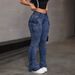Women's High Waist Stretch Denim Pants With Side Pleats Retro Workwear Stacked Jeans In Vintage Blue_mkmklike.com