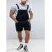 Men's Clothing Denim White Black Rim Shorts Jumpsuit Overalls_mkmklike.com