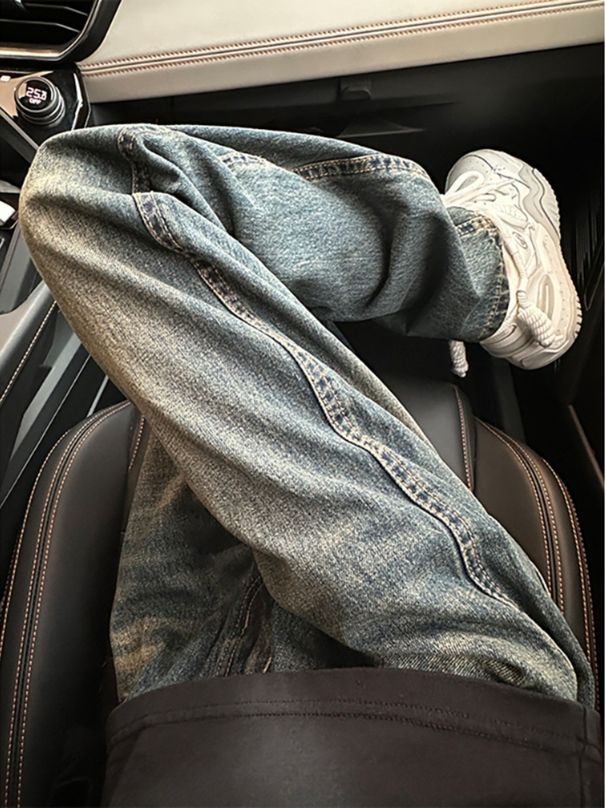 BOY American High Street Cool Men's Jeans Spring Autumn Trendy Vintage Versatile Loose Straight Pants_mkmklike.com