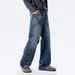 Men's Clothing Retro Blue Jeans Men's Autumn American High Street Simple Trousers Trendy Brand All Match High End Straight Pants_mkmklike.com