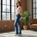 Autumn Yupeng In-Stock New European And American Cross-Border Women's Plus Size Stretch Denim Wide-Leg Fashion Patchwork_mkmklike.com