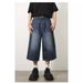 Men's Clothing Retro Dark Blue Denim Shorts Men's Niche Versatile Trendy Brand Loose Straight Wide Leg Cropped Pants Drape_mkmklike.com