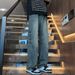 Streetwear Lightning Wash Jeans – Vintage High-Street Relaxed Fit With Artistic Crackle Fading & Unisex Styling_mkmklike.com