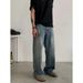 Vintage American Style Men's Jeans - Relaxed Fit High Waist Straight Leg Denim Pants For Casual Wear_mkmklike.com