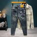 Men's Clothing Embroidery Printed Jeans Men's Autumn New Style Pants Thick Style Trendy Brand Elastic Slim High End Pants_mkmklike.com