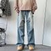 Men's Western Hip Hop Gradient Pleated Pants High-End Feel American Vibe Trendy Jeans_mkmklike.com