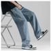 Vintage Washed Men's Jeans – Relaxed Fit Drawstring Waist With Classic American Street Style_mkmklike.com