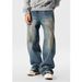 Retro High Street Loose Straight Jeans for Men mid Waist Trendy American Wide Leg Pants Spring Autumn New Collection_mkmklike.com