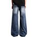 Men's Spring/Autumn Flared Jeans, Washed, Versatile, Casual, Trendy, Cool, Retro, Floor Length Pants For Students And Teenagers_mkmklike.com