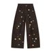 Fun Starry Leopard Print Oversized Men's Trendy Brand Vibe Style Pleated Design Niche Denim Casual Pants_mkmklike.com
