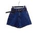 Women's High-Waisted Slimming Denim Shorts Dark Blue 2025 Summer Style Thin Loose Wide Leg A-Line Shorts_mkmklike.com