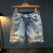 Men's Clothing Men's Style Casual Loose Fit Summer Shorts Thin Five Point Denim Distressed Washed Ripped Mid Length With Rolled Hem_mkmklike.com