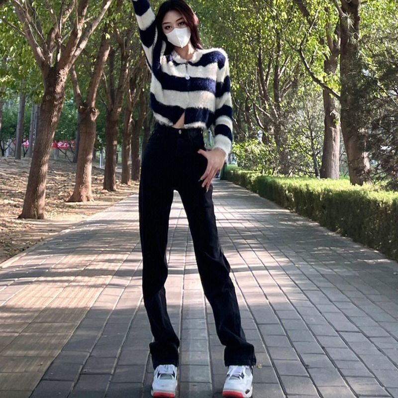 Retro Heavyweight Denim Jeans Rhinestone Patchwork For Women Sparkly Floor-Length Pants Stylish Girls Summer Fashion_mkmklike.com