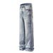 American Style Washed Vintage White Jeans Men's Trendy Loose Straight Pants Versatile Wide-Leg Floor-Length Trousers_mkmklike.com