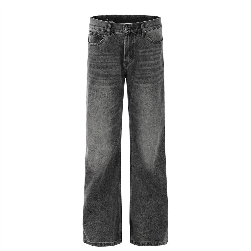 American Style Washed And Distressed Jeans For Men, Street Fashion Design, Loose Straight Pants, Wide-Leg Trousers_mkmklike.com