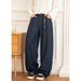 Men's Raw Denim Jeans – Retro Pleated Pocket Design With Velcro Hem, Loose Fit Casual Trousers (Bluish, M-XXXL)_mkmklike.com