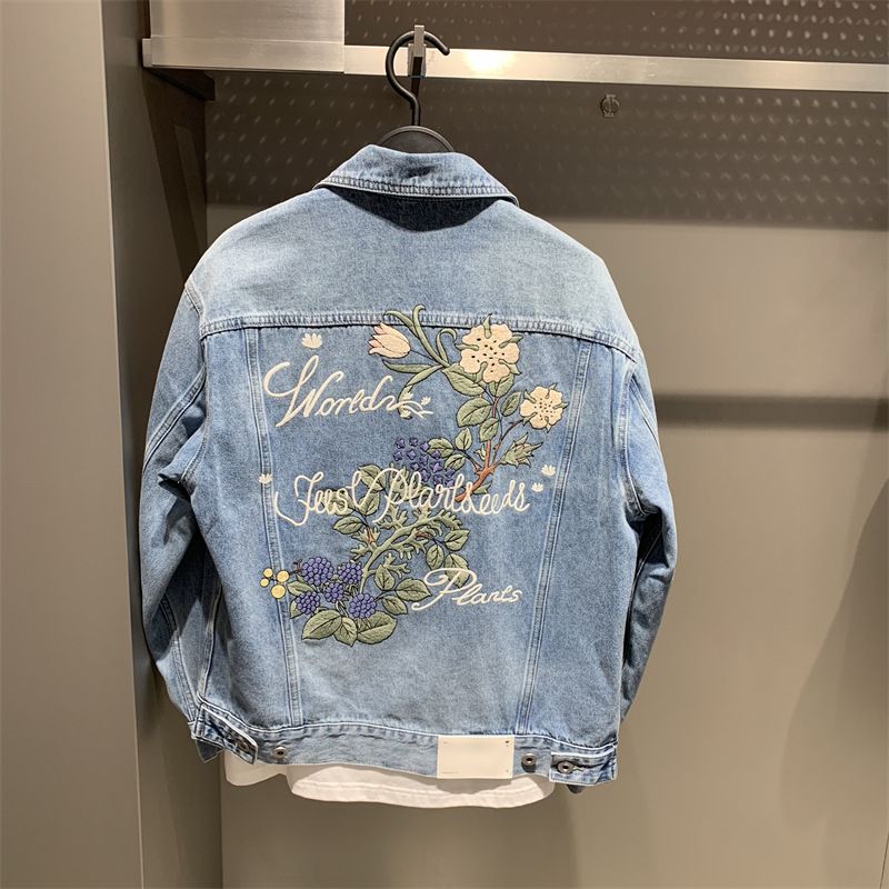 BOY Original Design New Men's Flower Embroidery Casual Trendy Denim Jacket B2BJC3160_mkmklike.com