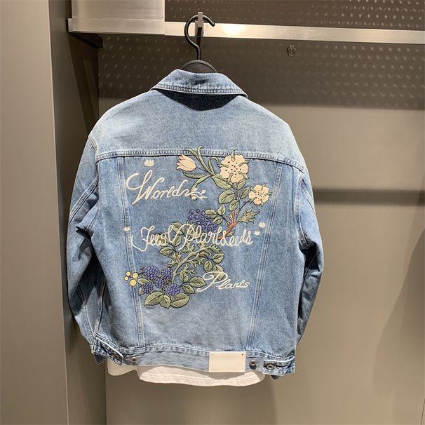 BOY Original Design New Men's Flower Embroidery Casual Trendy Denim Jacket B2BJC3160_mkmklike.com