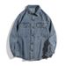 Vintage Denim Shirt Jacket For Men - Long Sleeve Relaxed Fit Workwear Style With Classic Wash & Button Front_mkmklike.com