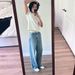 Men's & Women's Vintage Light Blue Distressed Jeans | Relaxed Straight-Leg Denim Pants | American Retro Washed Blue Vibe | S/M/L/XL_mkmklike.com