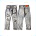 Men's Straight Fit Distressed Patchwork Jeans - Mid Rise Zip Fly Denim Pants With Standard Fit & 12oz Fabric_mkmklike.com