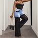 Women's High-Waisted Washed Denim Jeans Lace Trimmed Patchwork Style_mkmklike.com